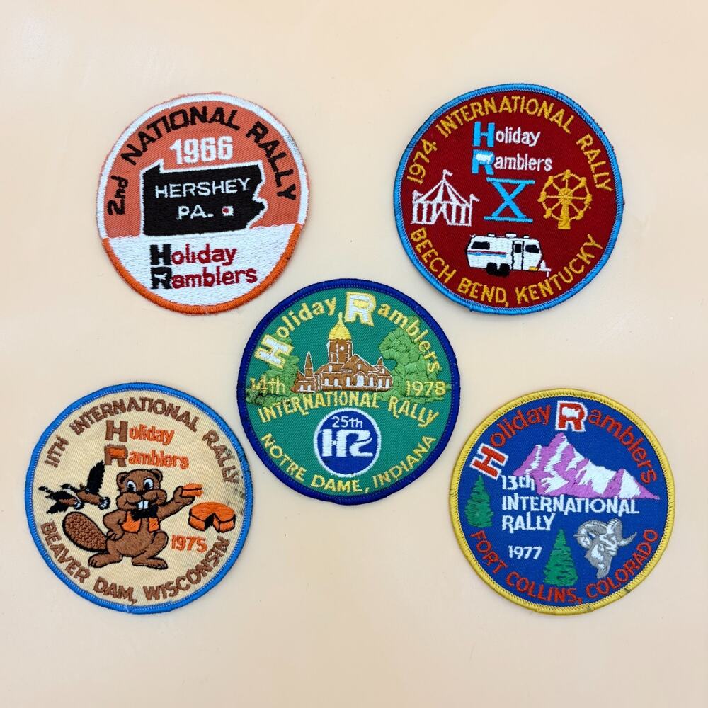 Vintage Holiday Ramblers Rally Patch Lot 1966-1978 RV Camper Travel 5 Patches